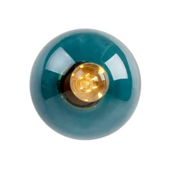 Plafonnier Art déco en laiton avec verre bleu océan - Pallon