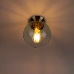 Plafonnier Art Déco en laiton avec verre bleu - Pallon