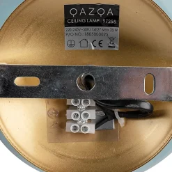 Plafonnier Art Déco en laiton avec verre bleu - Pallon