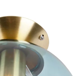 Plafonnier Art Déco en laiton avec verre bleu - Pallon