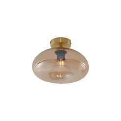 Plafonnier Art déco laiton et verre ambré - Busa