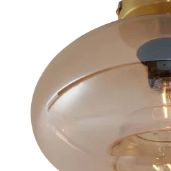 Plafonnier Art déco laiton et verre ambré - Busa