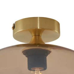 Plafonnier Art déco laiton et verre ambré - Busa