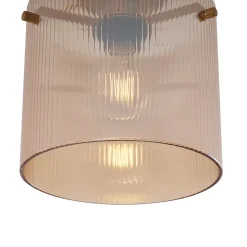 Plafonnier Art déco laiton et verre ambré - Laura