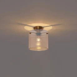 Plafonnier Art déco laiton et verre ambré - Laura