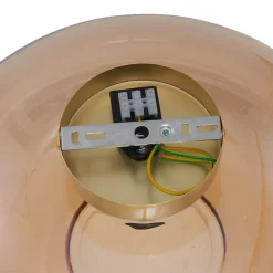 Plafonnier Art déco laiton et verre ambré 40 cm - Busa