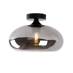 Plafonnier Art Déco noir avec verre fumé - Busa
