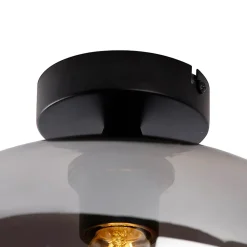 Plafonnier Art Déco noir avec verre fumé - Busa