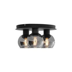 Plafonnier Art déco noir avec verre fumé 3 lumières - Vidro