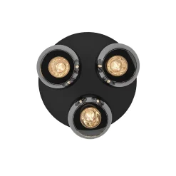 Plafonnier Art déco noir avec verre fumé 3 lumières - Vidro