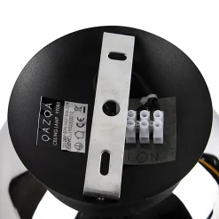 Plafonnier Art Déco noir avec verre fumé - Pallon