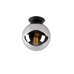 Plafonnier Art Déco noir avec verre fumé - Pallon