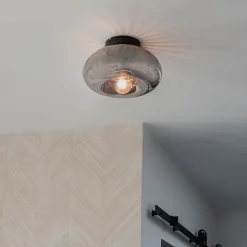 Plafonnier Art déco noir avec verre fumé - Ayesha