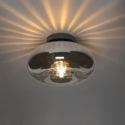 Plafonnier Art déco noir avec verre fumé - Ayesha