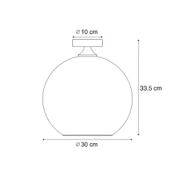 Plafonnier Art Déco Noir avec Verre Fumé - Sandra