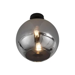 Plafonnier Art Déco Noir avec Verre Fumé - Sandra