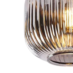 Plafonnier Art déco noir avec verre fumé - Karel