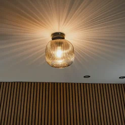 Plafonnier Art déco noir avec verre fumé - Karel