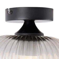 Plafonnier Art déco noir avec verre fumé - Karel