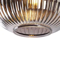 Plafonnier Art déco noir avec verre fumé - Karel