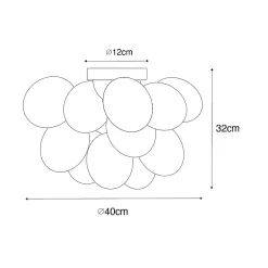Plafonnier Art Déco noir avec verre opale 4 lumières - Uvas
