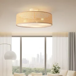 Plafonnier Ascot 3 x E27 blanc aspect rotin lux.pro