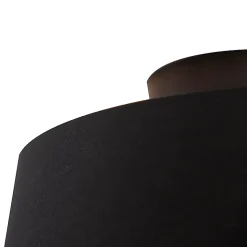 Plafonnier avec abat-jour en coton noir et or 32 cm - Combi Noir