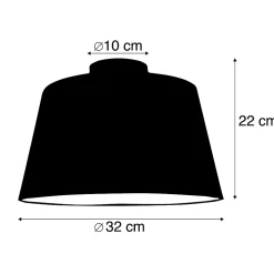 Plafonnier avec abat-jour en coton noir et or 32 cm - Combi Noir