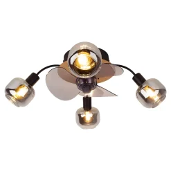 Plafonnier avec ventilateur 'FUMOSO', en noir, brun et naturel, pour E27 , D: 51 cm