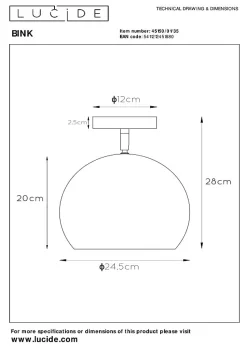 Plafonnier BINK en métal avec 1xE27 - Bleu - Lucide