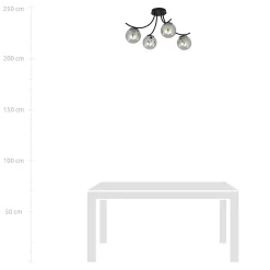 Plafonnier BOSTON 4 BLACK/GRAFIT, Emibig Lighting, Fabriqué en EU