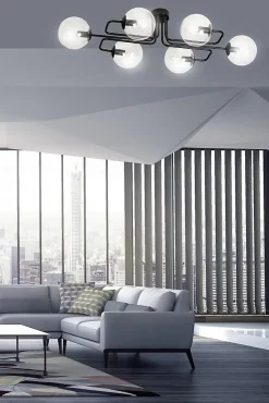 Plafonnier BRENDI 6A BL TRANSPARENT, Emibig Lighting, Fabriqué en EU