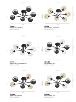 Plafonnier BRENDI 6A BL TRANSPARENT, Emibig Lighting, Fabriqué en EU