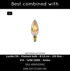 Plafonnier CARLYN en aluminium avec 2xE14 - Noir - Lucide