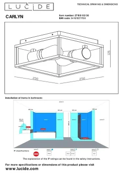 Plafonnier CARLYN en aluminium avec 2xE14 - Noir - Lucide