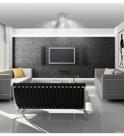 Plafonnier carré gris satiné 4 lumières spots orientables et inclinables 4 x 40 W G9