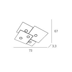 Plafonnier carré Toplight 5 lumières Plate avec douille GX53, structure blanche, design moderne 73x67x3cm