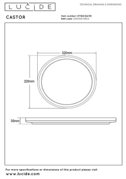 Plafonnier CASTOR en abs avec LED intégré - Opalin - Lucide