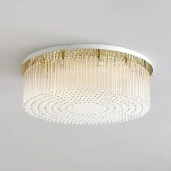 Plafonnier chic doré multi pampille transparentes 62 cm - Sandrilla