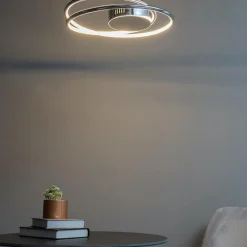 Plafonnier chromé double boucle LED - Xandra