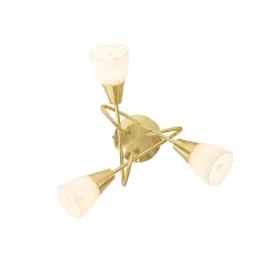 Plafonnier classique doré avec verre opale 3 lumières - Inez
