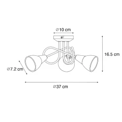 Plafonnier classique doré avec verre opale 3 lumières - Inez