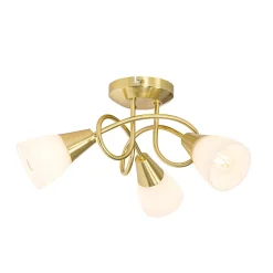 Plafonnier classique doré avec verre opale 3 lumières - Inez