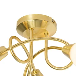 Plafonnier classique doré avec verre opale 3 lumières - Inez