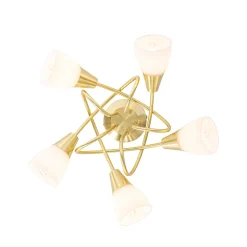 Plafonnier classique doré avec verre opale 5 lumières - Inez