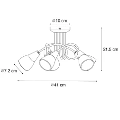 Plafonnier classique doré avec verre opale 5 lumières - Inez