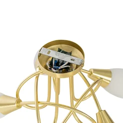 Plafonnier classique doré avec verre opale 5 lumières - Inez