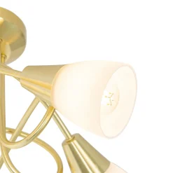 Plafonnier classique doré avec verre opale 5 lumières - Inez