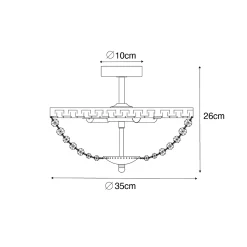 Plafonnier classique en acier avec cristal 3 lumières - Mondrian