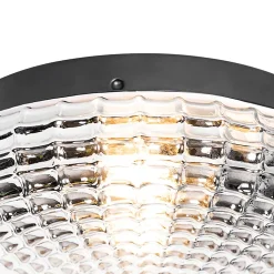 Plafonnier classique noir avec verre fumé 30 cm IP44 - Nohmi